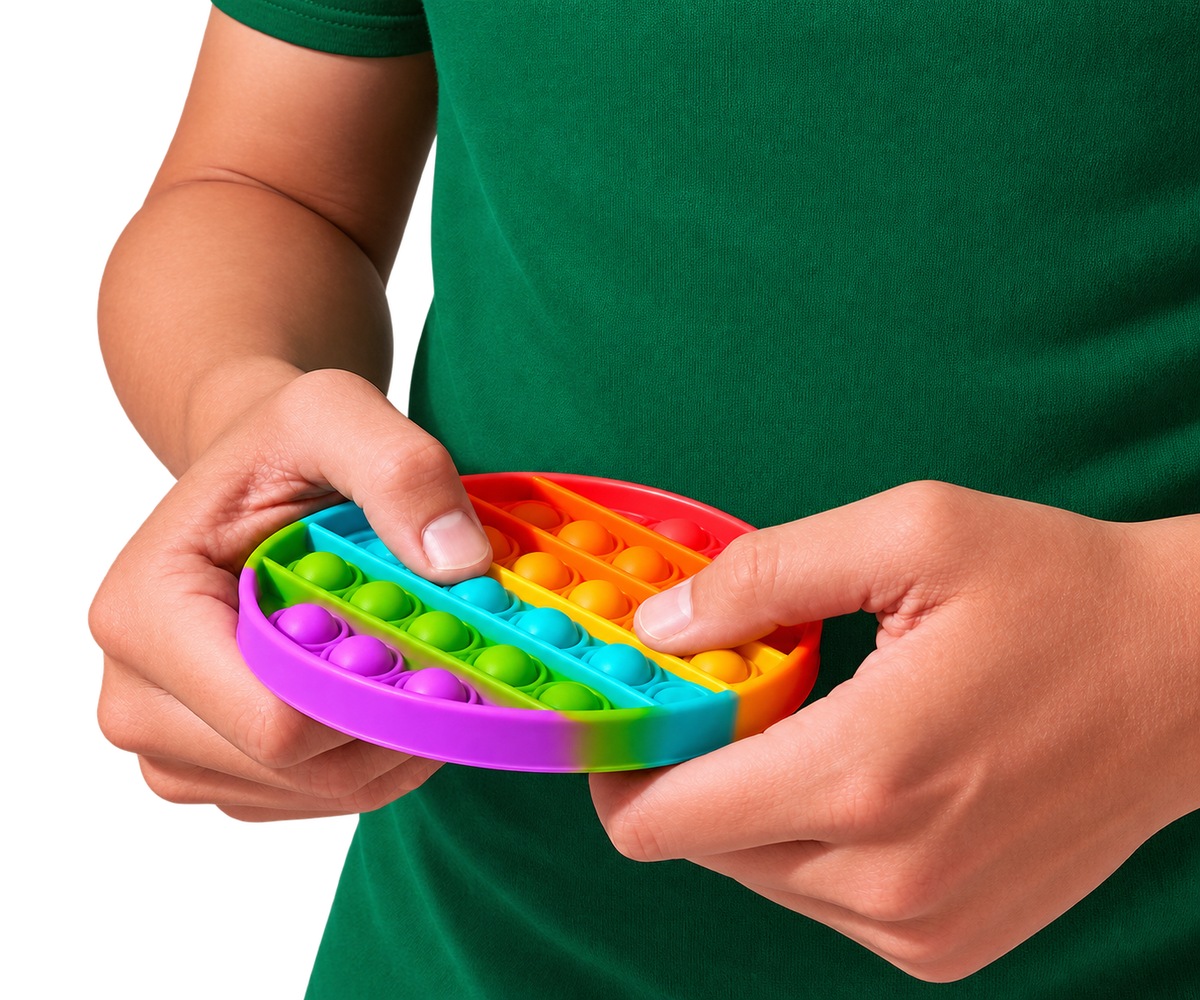 Adult fidgetting with a pop toy from sensory zone