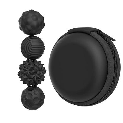 4 pack of black sensory magnetic balls for fidgetting and calming down children with special needs