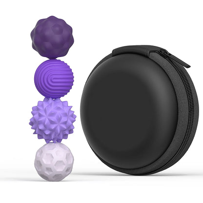 4 pack of purple sensory magnetic balls for fidgetting and calming down children with special needs