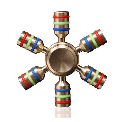 Six-arm metal fidget spinner for sensory focus and ADHD stress relief