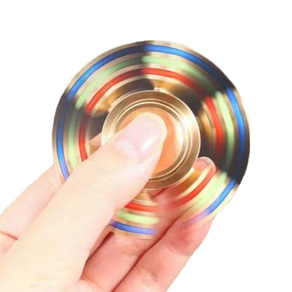 Six-arm metal fidget spinner for sensory focus and ADHD stress relief while spinning.