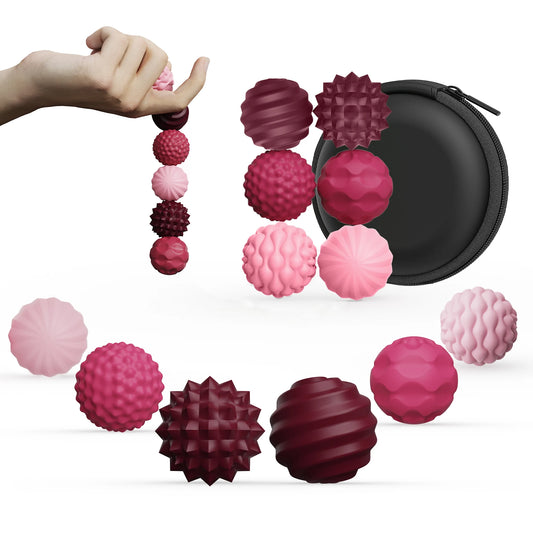 6 pack of pink sensory magnetic balls for fidgetting and calming down children with special needs