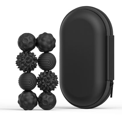 8 pack of black sensory magnetic balls for fidgetting and calming down children with special needs
