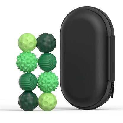 8 pack of green sensory magnetic balls for fidgetting and calming down children with special needs