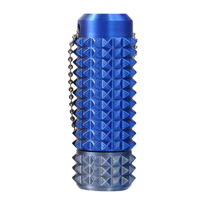 blue and gray textured acupressure fidget roller with keychain