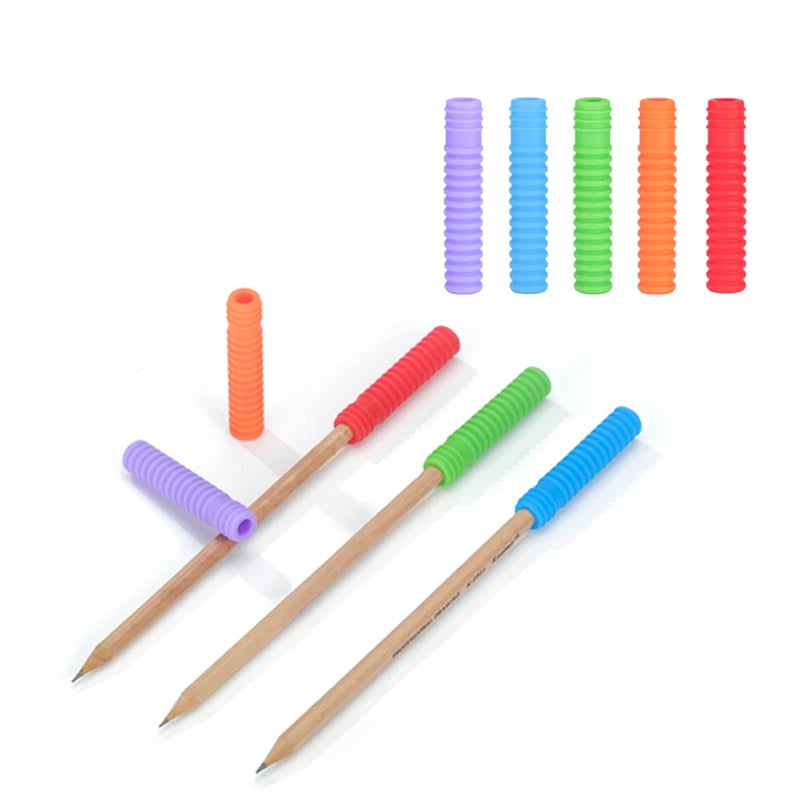 Chewable Pencil Toppers (5-Pack) in vibrant colors, perfect sensory toys for kids and adults in Ireland.