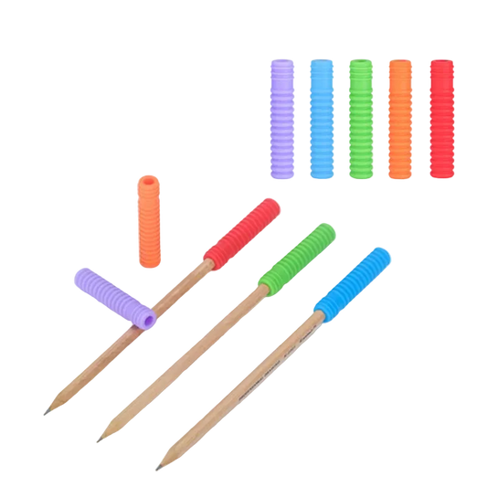 Chewable Pencil Toppers (5-Pack) in vibrant colors, perfect sensory toys for kids and adults in Ireland.