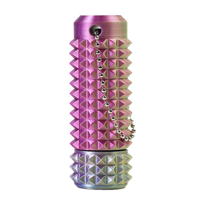 chrome and pink textured acupressure fidget roller with keychain