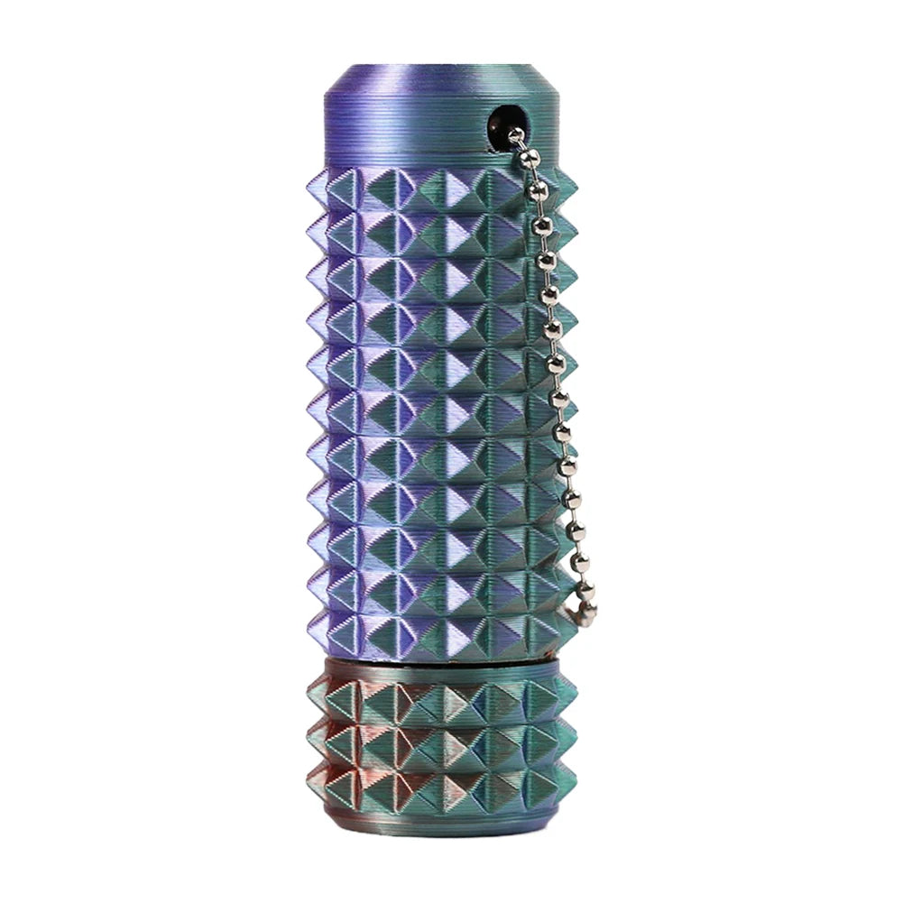 Chrome & blue textured acupressure fidget roller with keychain