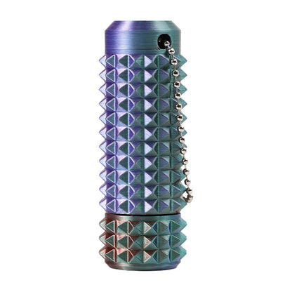 Chrome & blue textured acupressure fidget roller with keychain