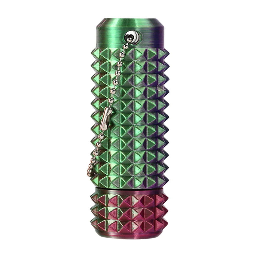 green & red textured acupressure fidget roller with keychain