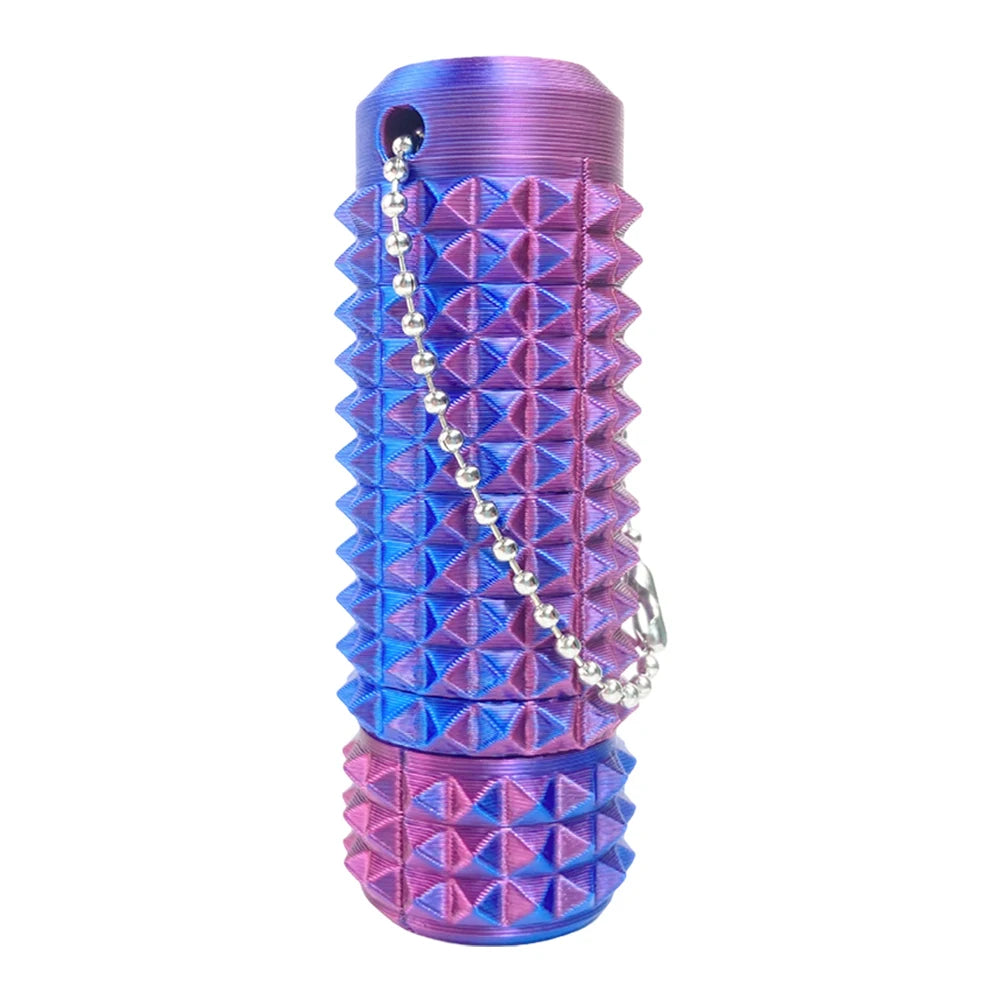 purple and blue textured acupressure fidget roller with keychain