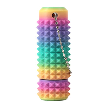 Raainbow colored textured acupressure fidget roller with keychain