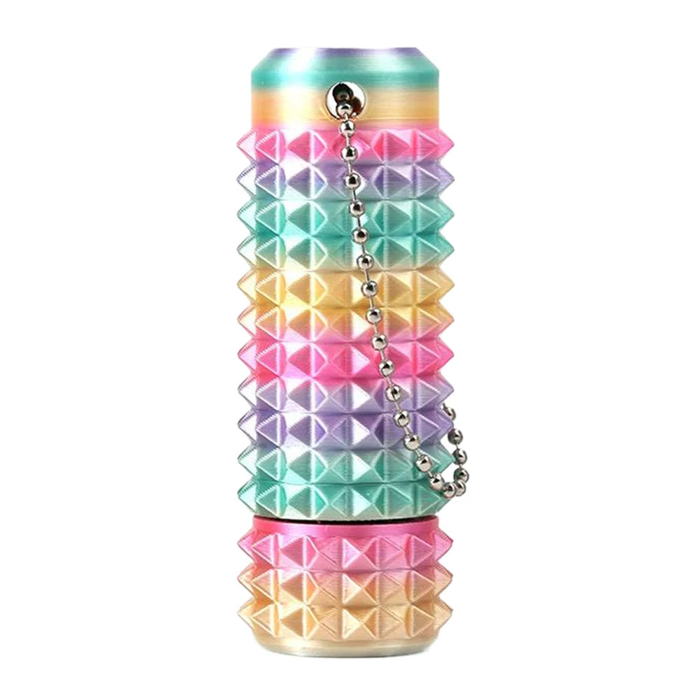 Rainbow shiny textured acupressure fidget roller with keychain
