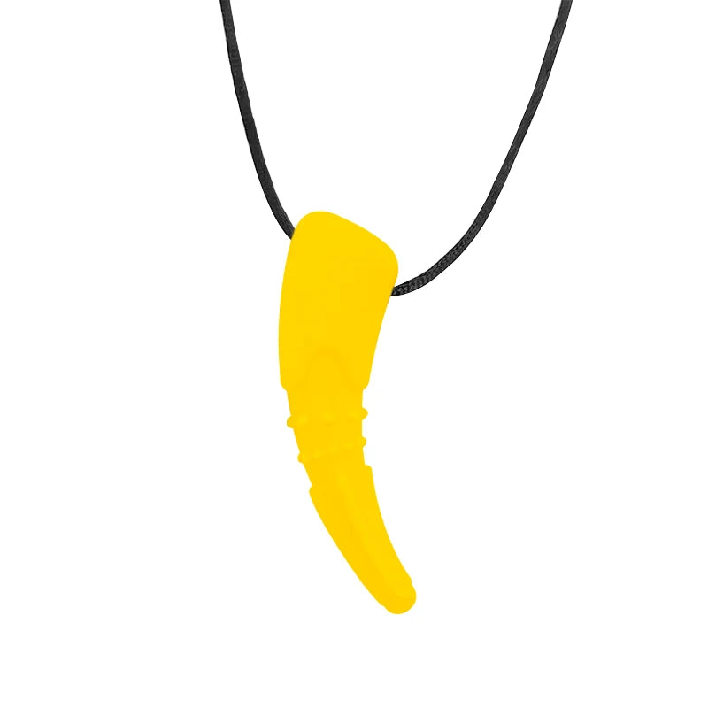 Yellow necklace pendant on a white background