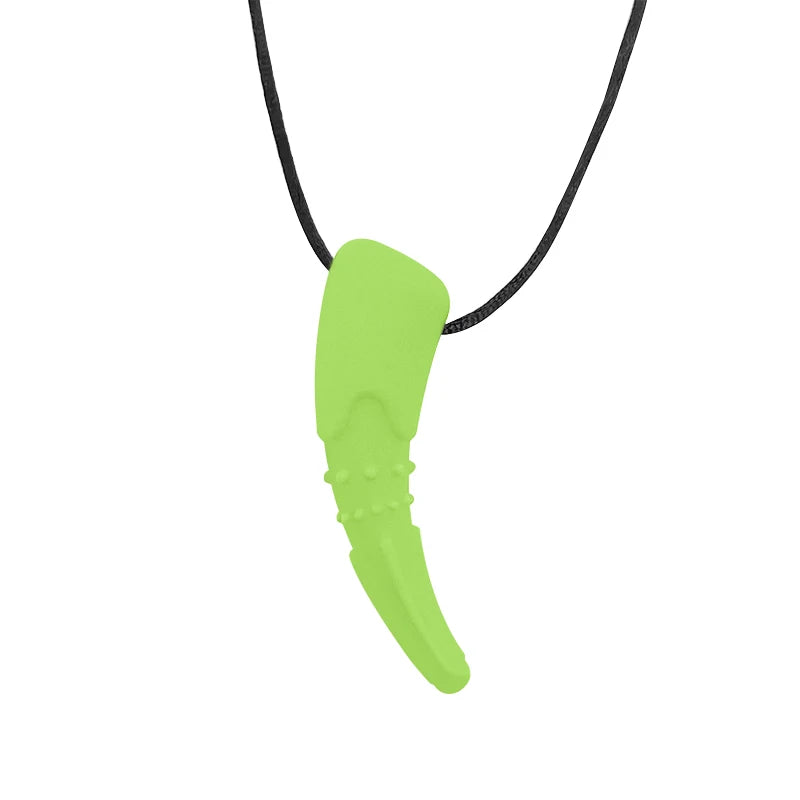Green necklace pendant on a white background