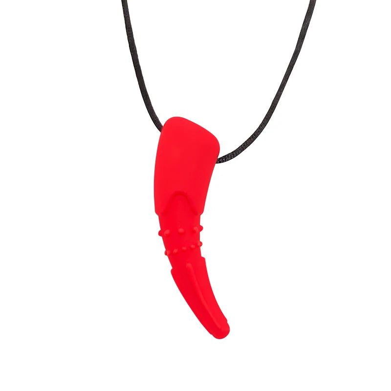 Red necklace pendant on a white background