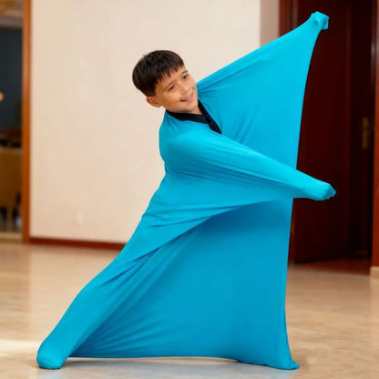 Sensory Compression Body Sock for Kids in vibrant blue, perfect for sensory play and calming activities.