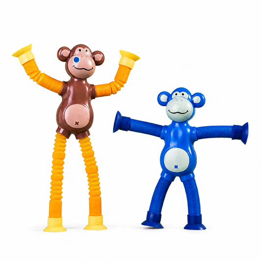 Colorful monkey-themed stretchy pull tube fidget toy product image