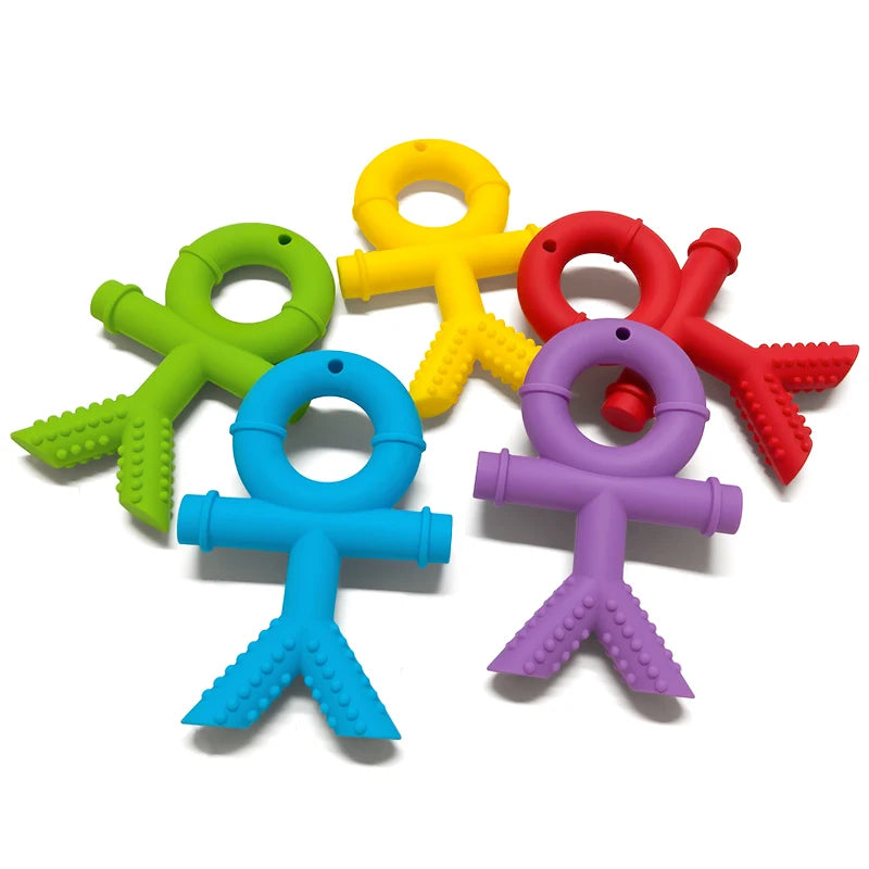 five colorful chewelry necklace toys for autism from a horizontal perspective