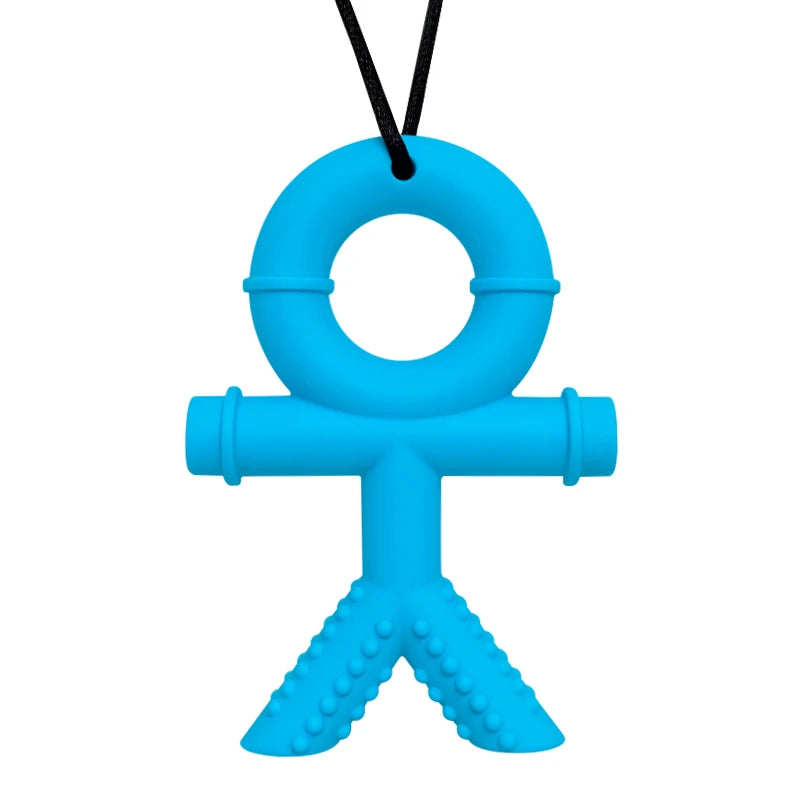 blue silicone chewelry necklace for autism and special needs