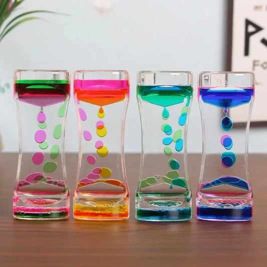 Tactile liquid motion hourglass sensory timer with colorful liquid
