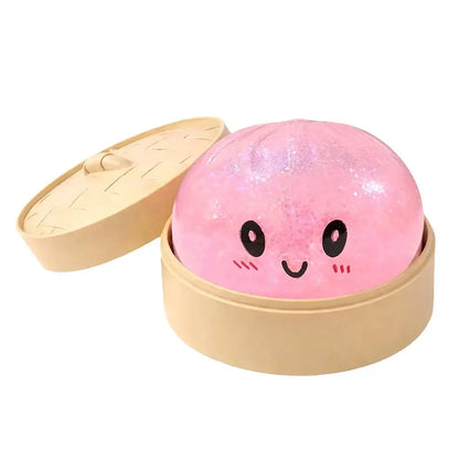 Dumpling Squishy Stress Ball – Cute Glitter Sensory Fidget Toy in a light pink color, perfect sensory toy for kids and adults in Ireland.