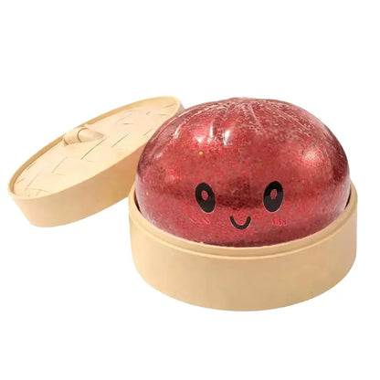 Dumpling Squishy Stress Ball – Cute Glitter Sensory Fidget Toy in red, perfect sensory toy for kids and adults in Ireland.
