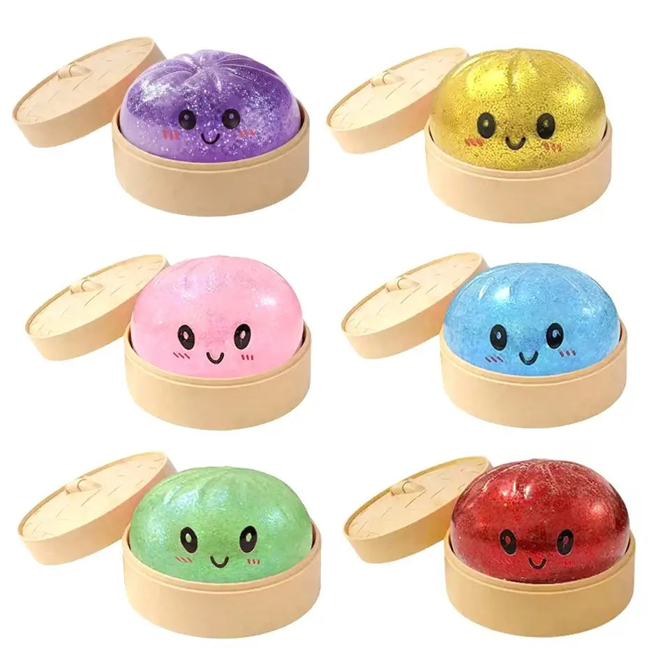 Dumpling Squishy Stress Ball – Cute Glitter Sensory Fidget Toy collection with colorful glittery designs, sensory toys Ireland.