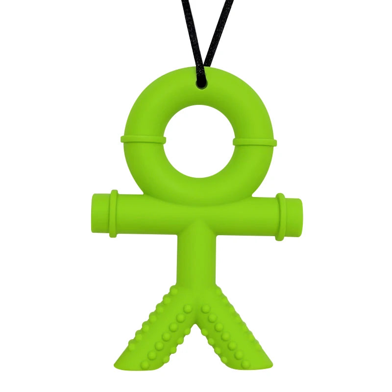 green silicone chewelry necklace for autism and special needs
