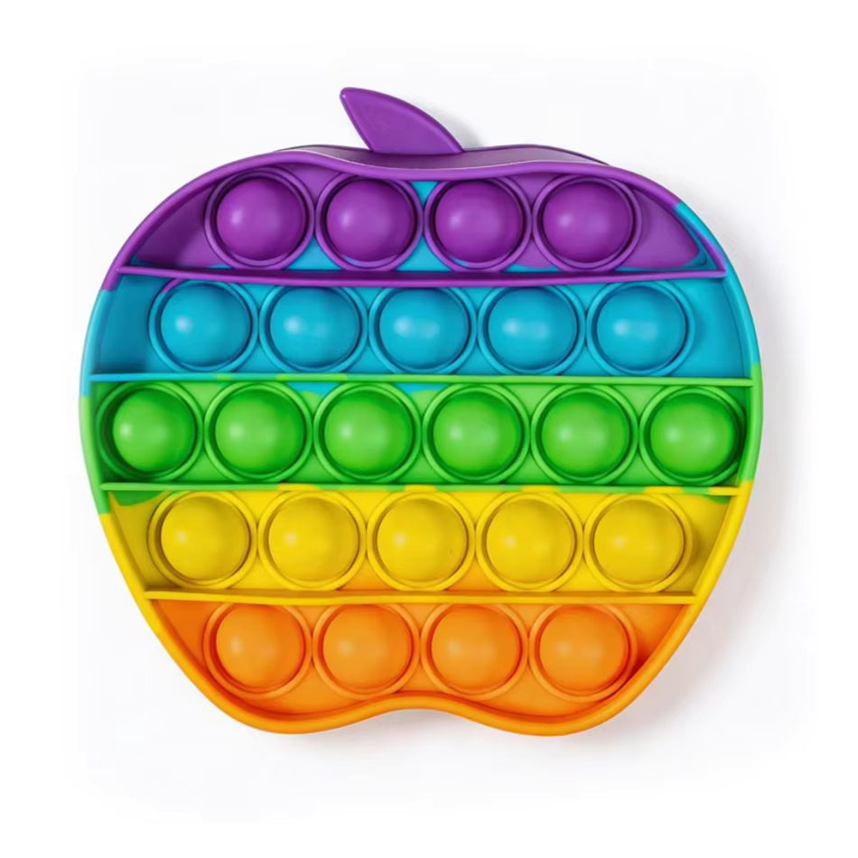 Rainbow Pop-It Fidget Toy — Assorted Shapes in vibrant apple design, perfect for sensory play and stress relief in Ireland.