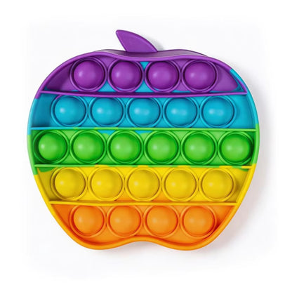 Rainbow Pop-It Fidget Toy — Assorted Shapes in vibrant apple design, perfect for sensory play and stress relief in Ireland.