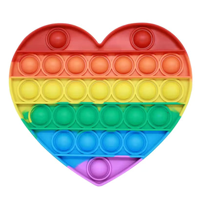 Rainbow Pop-It Fidget Toy — Assorted Shapes in heart design, perfect sensory toy for kids and adults in Ireland.