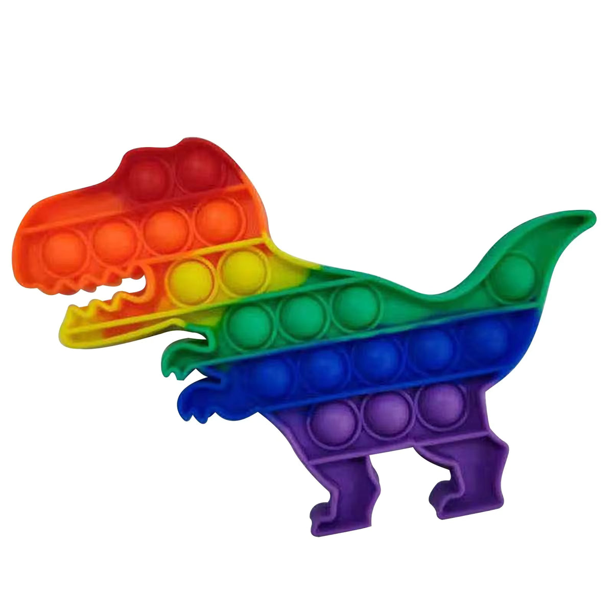 Rainbow Pop-It Fidget Toy — Assorted Shapes in T-Rex design, perfect sensory toy for stress relief in Ireland.