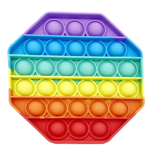 Rainbow Pop-It Fidget Toy — Assorted Shapes in a colorful octagon design, perfect sensory toys for kids and adults in Ireland.