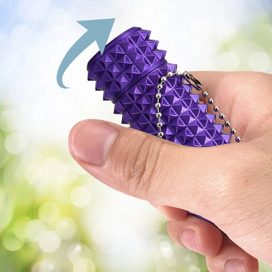 purple textured acupressure fidget roller with keychain