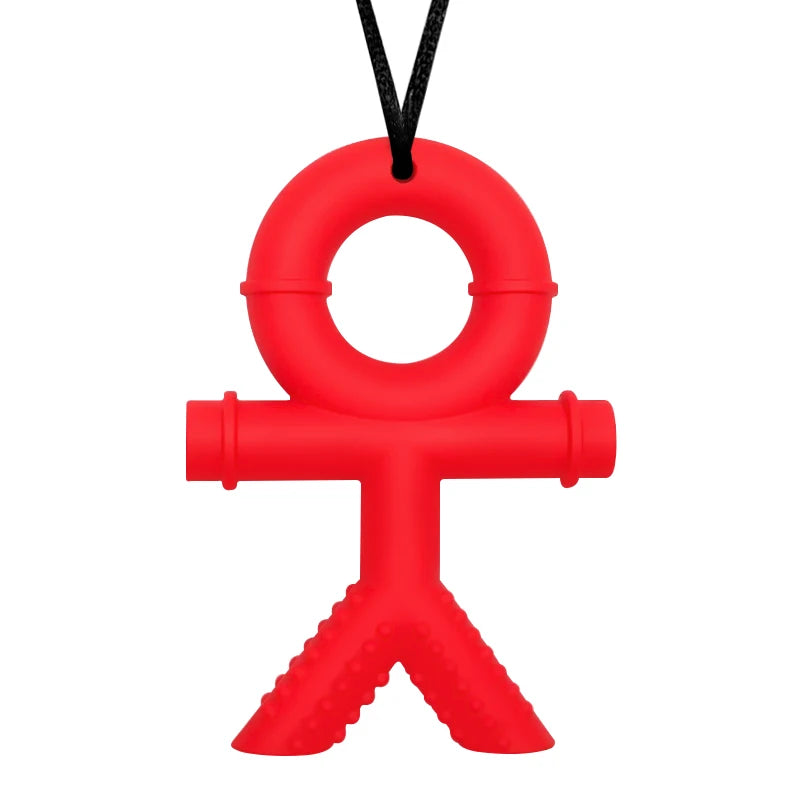 red silicone chewelry necklace for autism and special needs