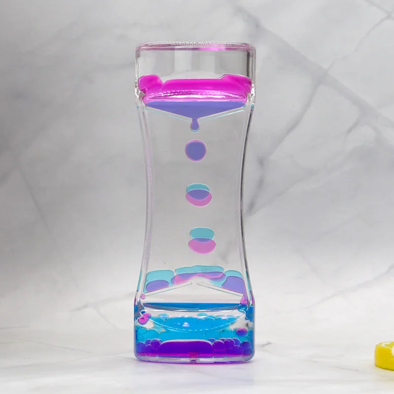 Tactile liquid motion hourglass sensory timer with colorful liquid