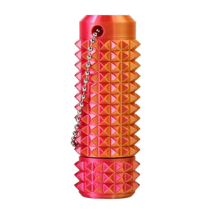 orange and red textured acupressure fidget roller with keychain