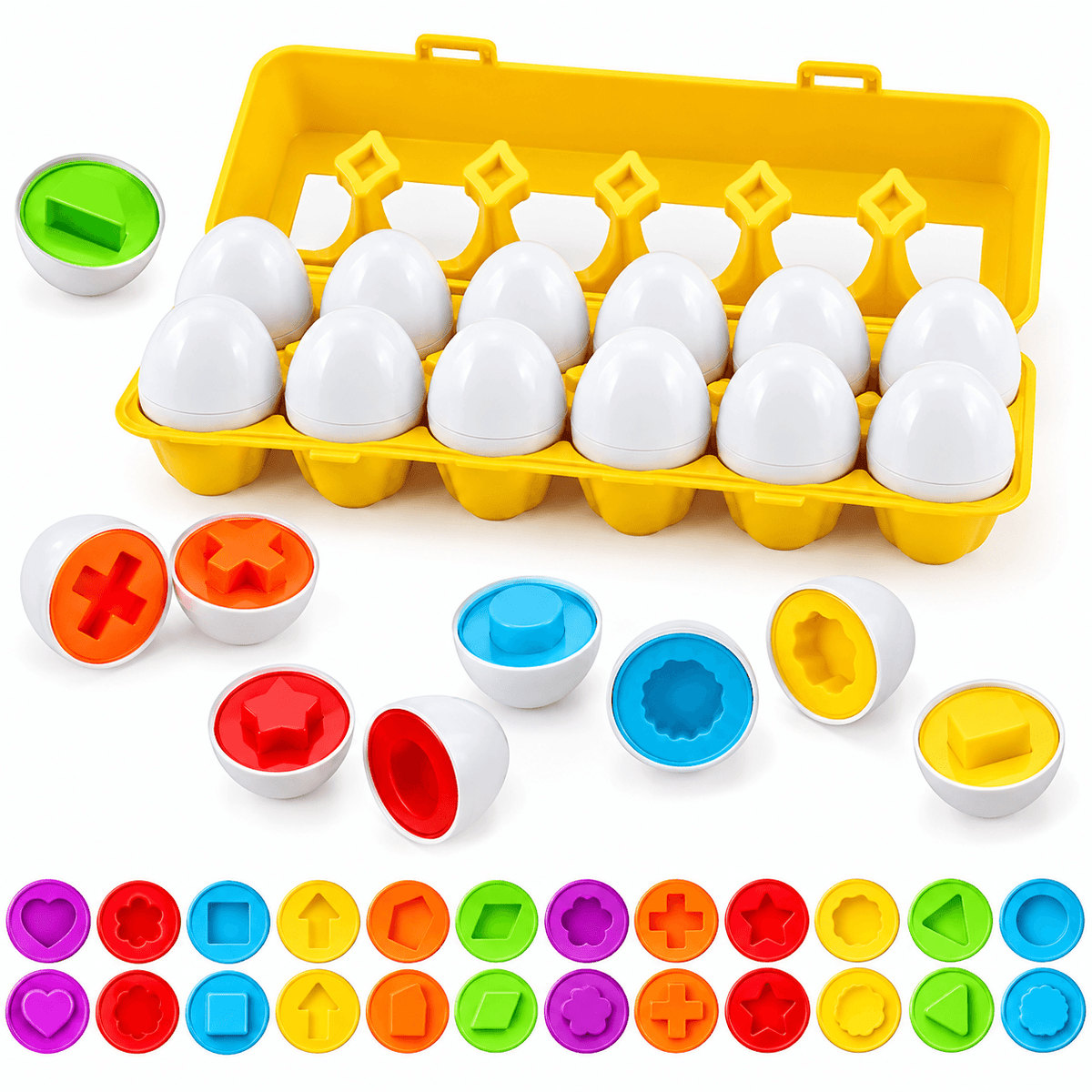 Matching Shape & Color Eggs — Educational Sensory Toy in colorful egg carton, perfect sensory toys for kids in Ireland.