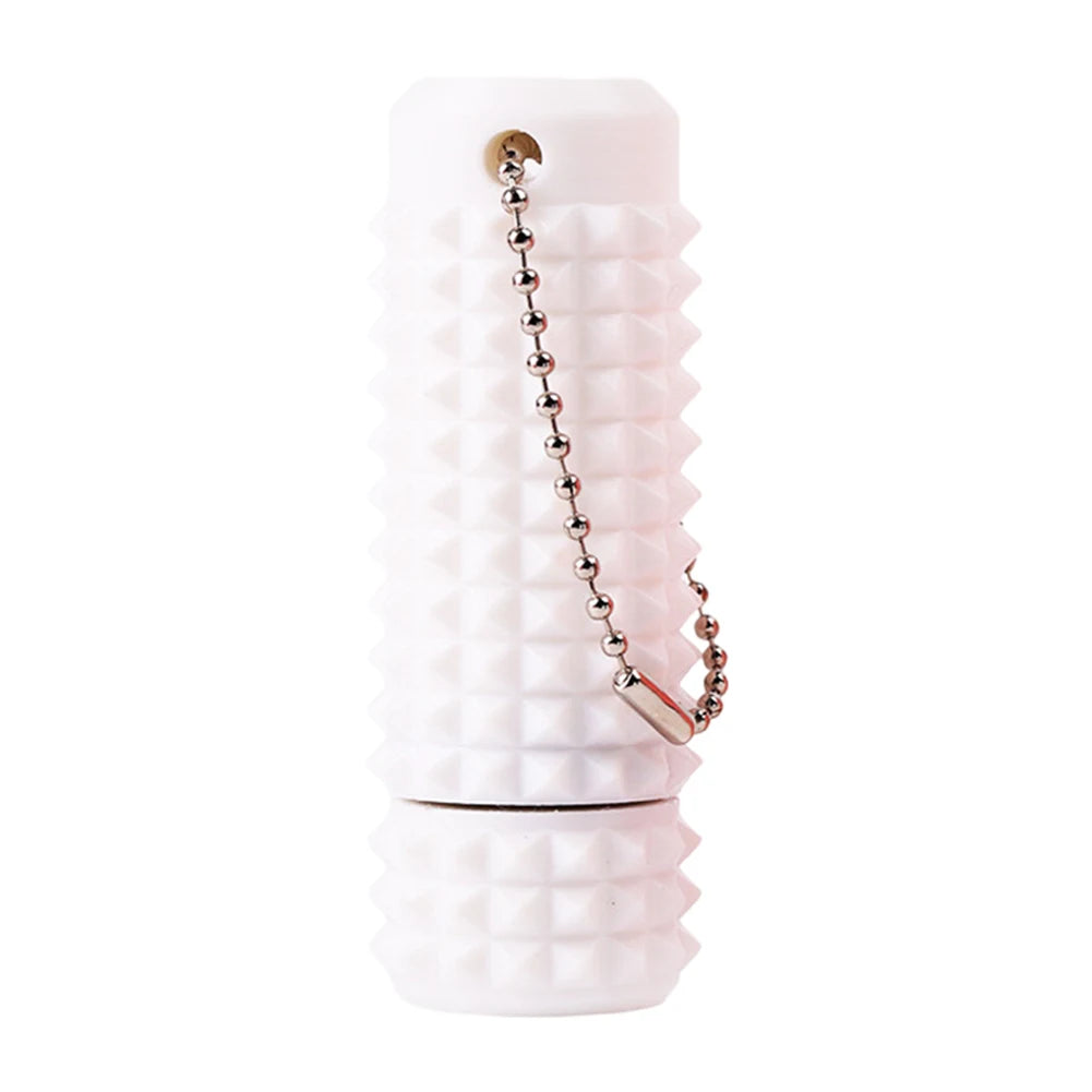 white textured acupressure fidget roller with keychain