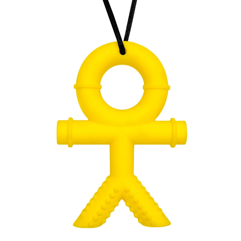 yellow silicone chewelry necklace for autism and special needs